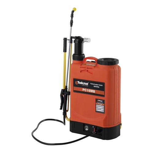 PULVERIZADOR COSTAL TEKNA PC16MBTK BATERIA 8AH / BOMBA MANUAL PLASTICA / TANQUE 16L