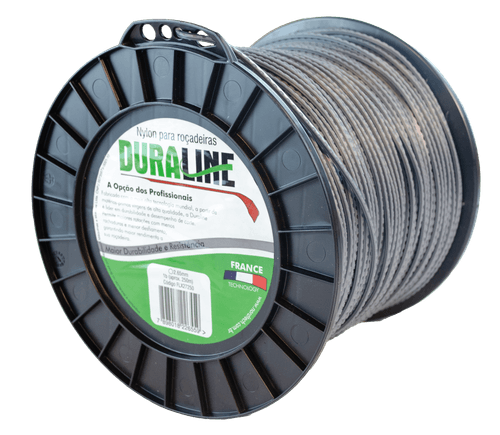 FIO DE NYLON P/ ROCADEIRAS DURALINE PREMIUM FLEXIBLADE 2,65MM APROX 250M BOBINA  2,27KG - COR CINZA