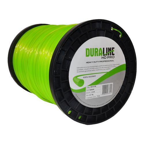 FIO DE NYLON P/ ROCADEIRAS DURALINE HD 1,8MM REDONDO BOBINA 2,268 KG (APROX. 776M) - VERDE