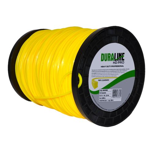FIO DE NYLON P/ ROCADEIRAS DURALINE HD PRO QUADRADO 3,0MM APROX 290 BOBINA 2,268KG - COR AMARELO