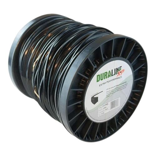 FIO DE NYLON P/ ROCADEIRAS DURALINE XP QUADRADO 3,3MM DIAMETRO APARENTE APROX 190M BOBINA  2KG  - COR PRETO