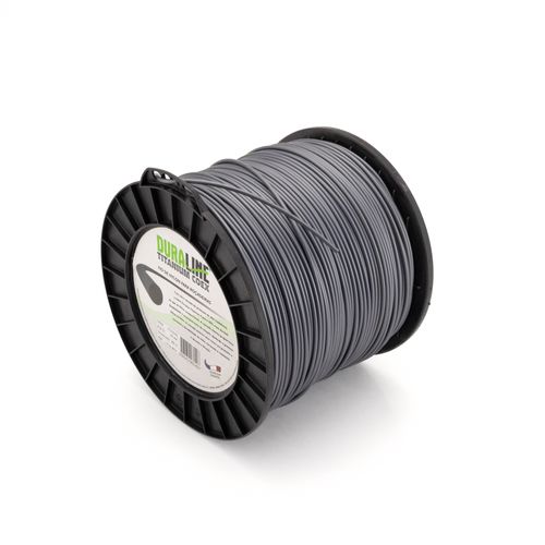 Fio de Nylon p/ Roçadeiras Duraline Titanium Quadrado 2,7MM Aprox. 273M Bobina 2,25KG - Cor Cinza e Preto